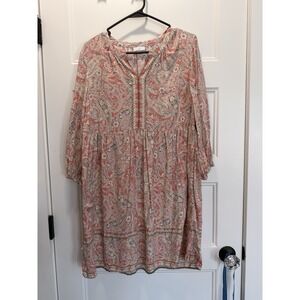 J. Jill Wearever Floral Tunic Short Dress Womens MP 3/4 Sleeve Casual Floral